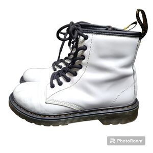Dr. Martens White Leather Zavala Lace Up Combat Boots Girls Size 2